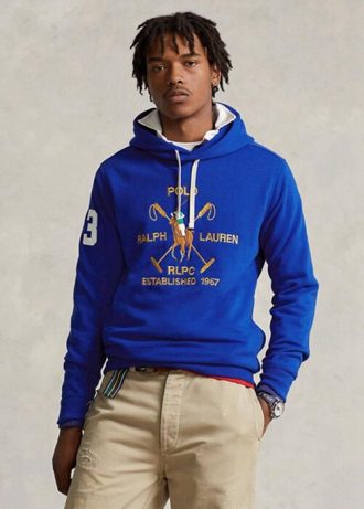 Blue Men’s Ralph Lauren Big Polo Crest Fleece  Hoodie
