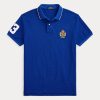 Blue Men’s Ralph Lauren Classic Fit Polo Crest Mesh Polo Shirts