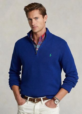 Blue Men’s Ralph Lauren Cotton Quarter-zip Jumper  Sweaters