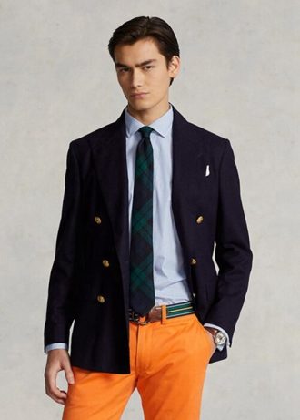 Blue Men’s Ralph Lauren Custom Fit Striped Performance Formal Shirts