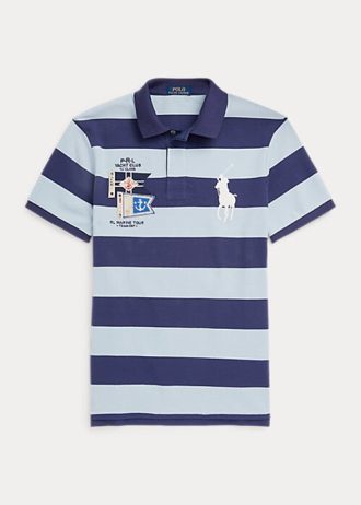 Blue Men’s Ralph Lauren Custom Slim Fit Big Pony Mesh Polo Shirts