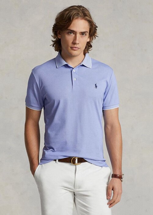 Blue Men’s Ralph Lauren Custom Slim Fit Birdseye Polo Shirts Blue Men’s Ralph Lauren Custom Slim Fit Birdseye Polo Shirts