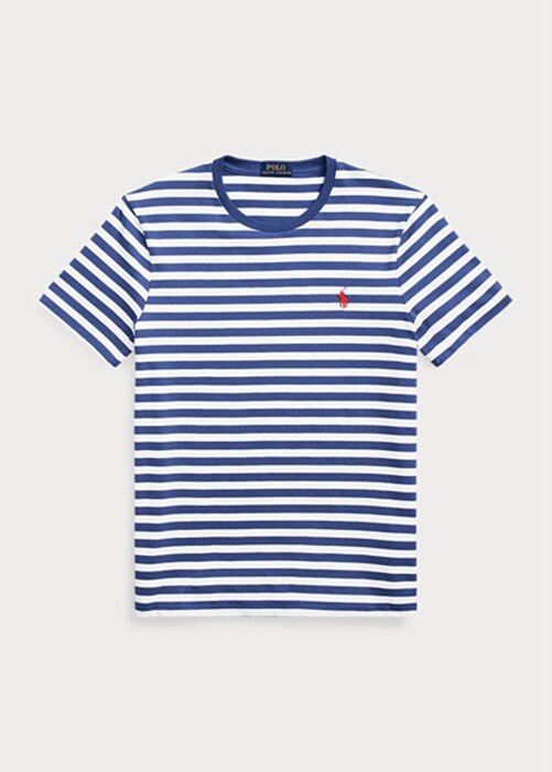Blue Men’s Ralph Lauren Custom Slim Fit Striped Jersey T Shirts Blue Men’s Ralph Lauren Custom Slim Fit Striped Jersey T Shirts