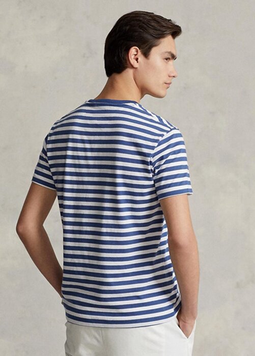 Blue Men’s Ralph Lauren Custom Slim Fit Striped Jersey T Shirts Blue Men’s Ralph Lauren Custom Slim Fit Striped Jersey T Shirts