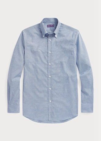 Blue Men’s Ralph Lauren Gingham Easy Care Twill Formal Shirts