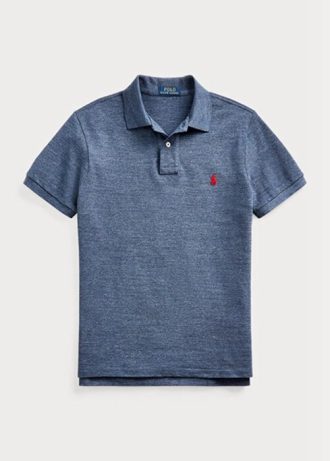 Blue Men’s Ralph Lauren Slim Fit Mesh  Polo Shirts