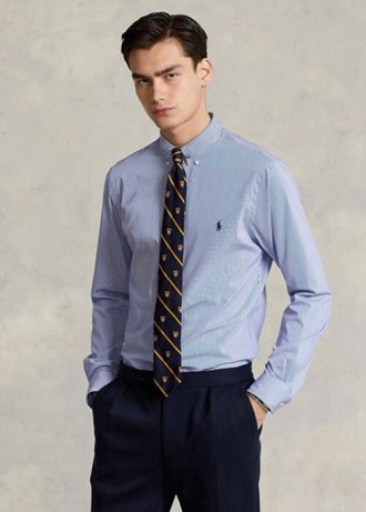 Blue Men’s Ralph Lauren Slim Fit Striped Stretch Poplin Formal Shirts