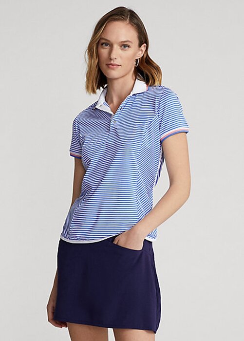 Blue / White Women’s Ralph Lauren Striped Jersey Polo Shirts Blue / White Women’s Ralph Lauren Striped Jersey Polo Shirts