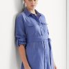 Blue Women’s Ralph Lauren Belted Linen   Shirts