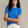 Blue Women’s Ralph Lauren Cable-Knit Cotton Short-Sleeve Sweaters