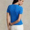 Blue Women’s Ralph Lauren Cable-Knit Cotton Short-Sleeve Sweaters