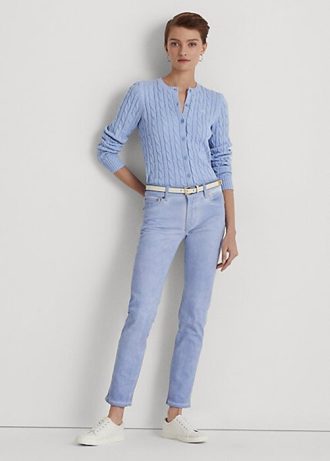 Blue Women’s Ralph Lauren Coated Mid-Rise Straight Ankle Jeans