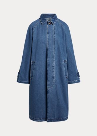 Blue Women’s Ralph Lauren Cotton-Silk-Blend Car Coats