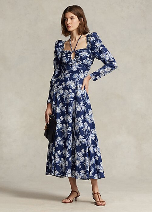 Blue Women’s Ralph Lauren Floral Cotton Halter-Tie Dress Blue Women’s Ralph Lauren Floral Cotton Halter-Tie Dress