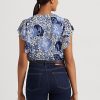 Blue Women’s Ralph Lauren Floral Crinkle Georgette Shirts