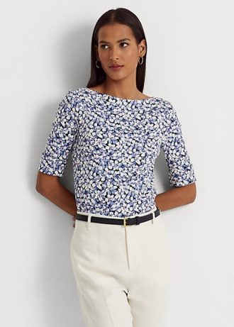 Blue Women’s Ralph Lauren Floral Stretch Cotton  T Shirts