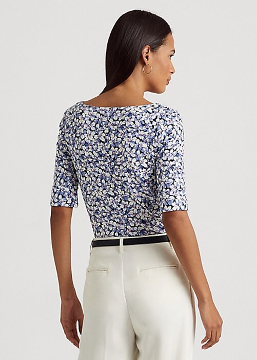 Blue Women’s Ralph Lauren Floral Stretch Cotton T Shirts Blue Women’s Ralph Lauren Floral Stretch Cotton T Shirts