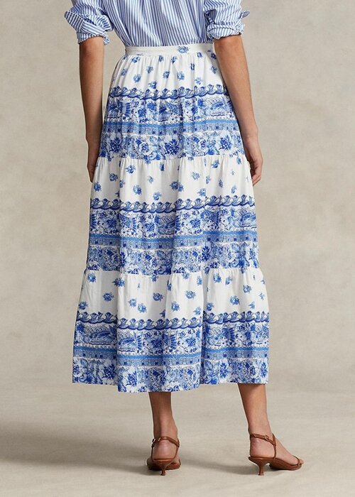 Blue Women’s Ralph Lauren Floral-stripe Tiered Cotton Skirts Blue Women’s Ralph Lauren Floral-stripe Tiered Cotton Skirts