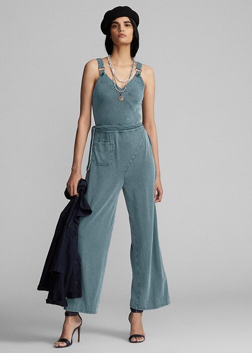 Blue Women’s Ralph Lauren Garment-Dyed Jersey Jumpsuit Dress Blue Women’s Ralph Lauren Garment-Dyed Jersey Jumpsuit Dress