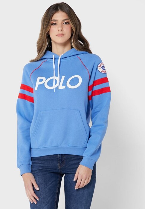 Blue Women’s Ralph Lauren Graphic Knitted Hoodie Blue Women’s Ralph Lauren Graphic Knitted Hoodie