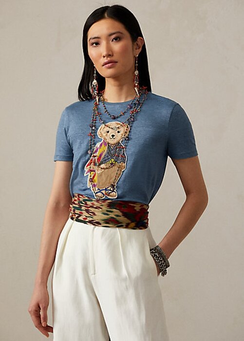Blue Women’s Ralph Lauren Island Polo Bear Cotton T Shirts Blue Women’s Ralph Lauren Island Polo Bear Cotton T Shirts