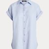 Blue Women’s Ralph Lauren Linen Dolman-Sleeve Shirts