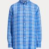 Blue Women’s Ralph Lauren Relaxed Fit Plaid Linen Shirts Blue Women’s Ralph Lauren Relaxed Fit Plaid Linen Shirts