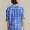 Blue Women’s Ralph Lauren Relaxed Fit Plaid Linen Shirts Blue Women’s Ralph Lauren Relaxed Fit Plaid Linen Shirts