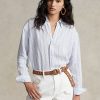 Blue Women’s Ralph Lauren Relaxed Fit Striped Linen Shirts