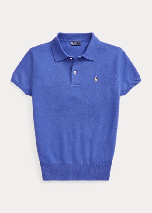 Blue Women’s Ralph Lauren Slim Fit Cashmere Polo Shirts Blue Women’s Ralph Lauren Slim Fit Cashmere Polo Shirts