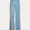 Blue Women’s Ralph Lauren Starburst-Motif Satin Wide-Leg Pants