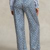 Blue Women’s Ralph Lauren Starburst-Motif Satin Wide-Leg Pants