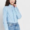 Blue Women’s Ralph Lauren Striped Ruffle Detail Shirts