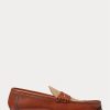 Brown Men’s Ralph Lauren Chalmers Calfskin & Canvas Penny Loafers