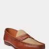 Brown Men’s Ralph Lauren Chalmers Calfskin & Canvas Penny Loafers