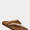 Brown Men’s Ralph Lauren Grosgrain-Trim Suede Flip Flops