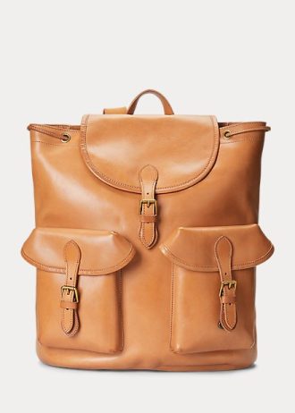 Brown Men’s Ralph Lauren Heritage Leather Backpacks