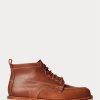 Brown Men’s Ralph Lauren Leather Lace-Up Boots