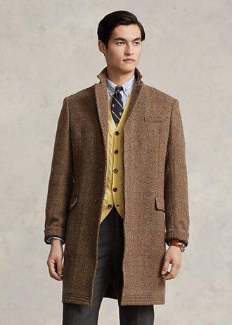 Brown Men’s Ralph Lauren Lightweight Wool Herringbone Topcoat Coats