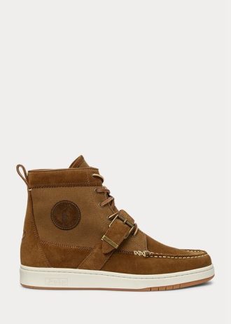 Brown Men’s Ralph Lauren Ranger Nubuck & Canvas Sneakers
