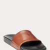 Brown Men’s Ralph Lauren Signature Pony Leather Slippers