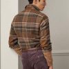 Brown Men’s Ralph Lauren Suede-patch Plaid Wool Tweed  Shirts