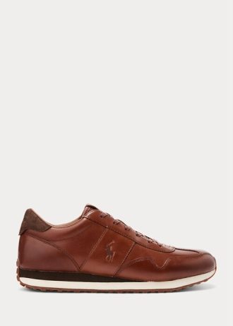 Brown Men’s Ralph Lauren Train 85 Leather Sneakers