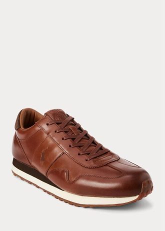 Brown Men’s Ralph Lauren Train 85 Leather Sneakers