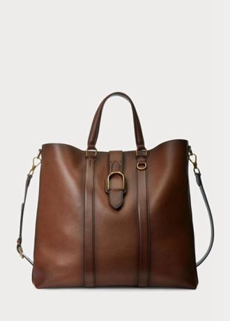 Brown Men’s Ralph Lauren Welington Burnished Calfskin Tote Bags