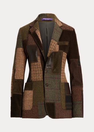 Brown / Olive Women’s Ralph Lauren Hailey Patchwork Tweed Jackets