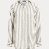 Brown / White Women’s Ralph Lauren Relaxed Fit Striped Linen Shirts Brown / White Women’s Ralph Lauren Relaxed Fit Striped Linen Shirts