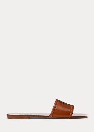 Brown Women’s Ralph Lauren Andela Burnished Calfskin Sandals