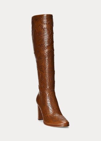 Brown Women’s Ralph Lauren Ashlynn Burnished Leather Boots