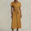 Brown Women’s Ralph Lauren Belted Linen Short- Dress